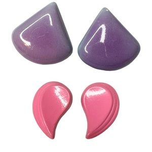 Two Pairs of Colorful Clip On Earrings